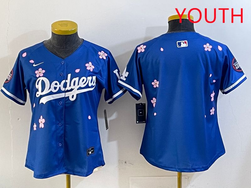 Youth Los Angeles Dodgers Blank Blue Sakura Edition 2025 Nike MLB Jersey style 1